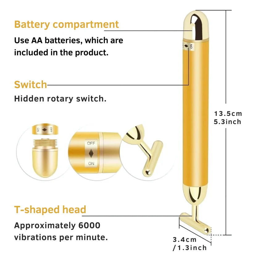 Luxury Skincare 24K Gold Energy Electric Facial Massager Roller (50% OFF)